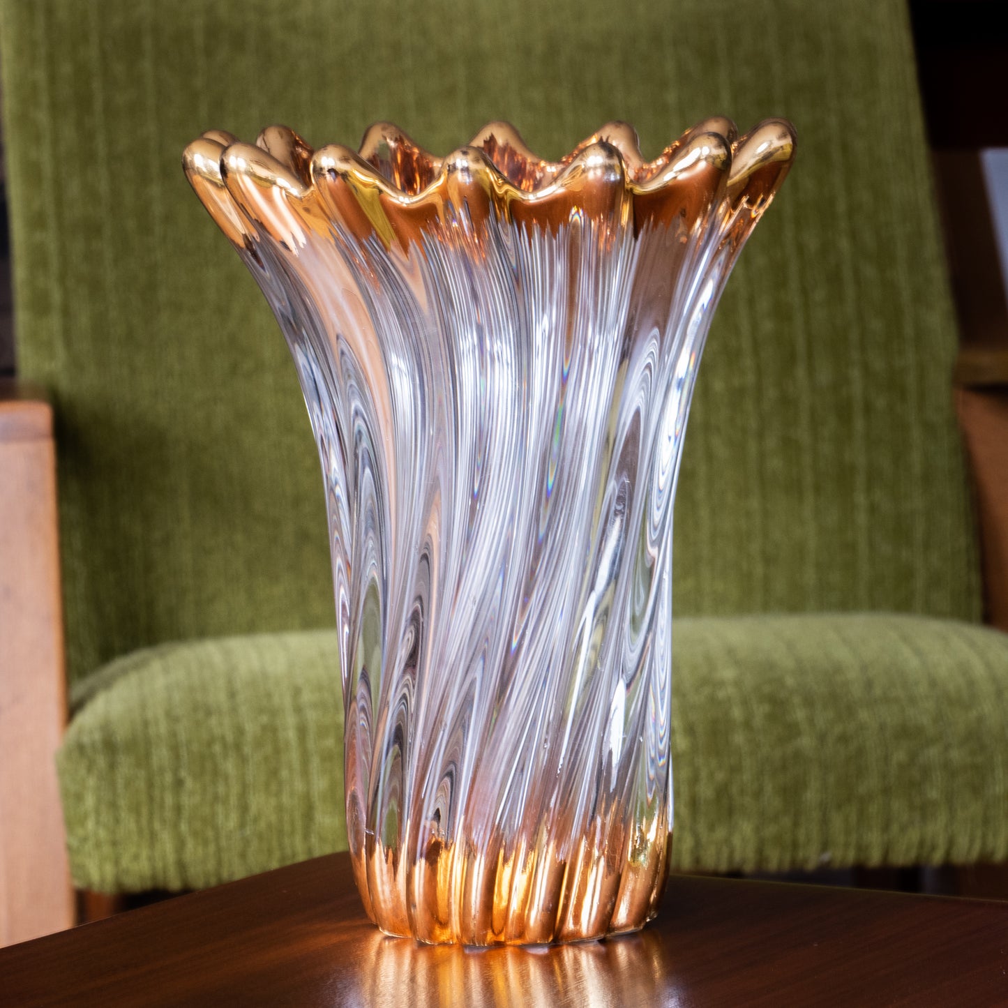 Vase en cristal or 18 carats Bayel