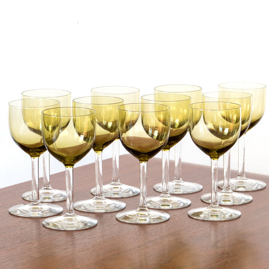 11 verres à pied - calice ambré