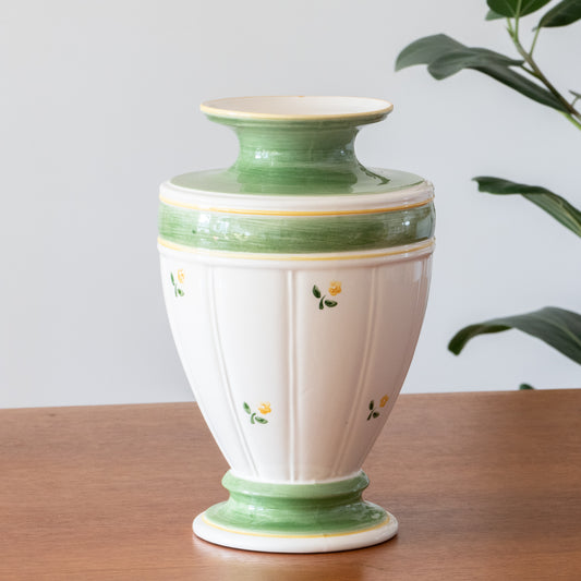 Grand vase peint à la main - vert et blanc