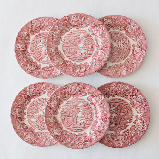 6 assiettes anglaises Wood & Sons roses