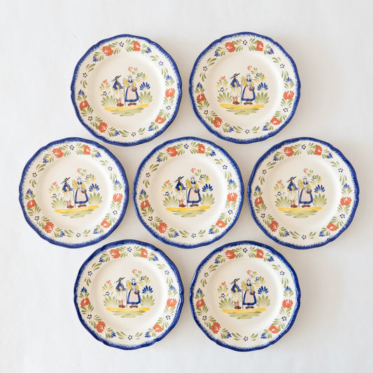 7 assiettes KG France décor breton