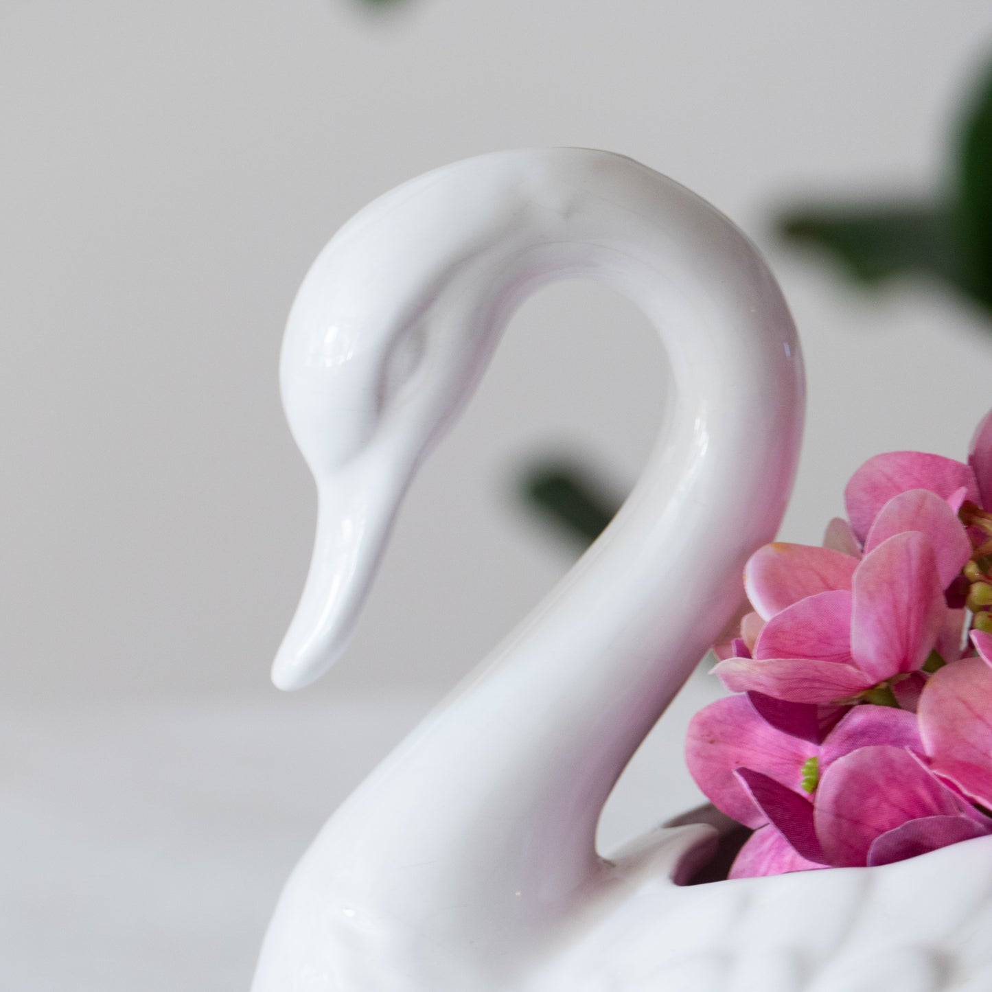 Cache-pot cygne en porcelaine