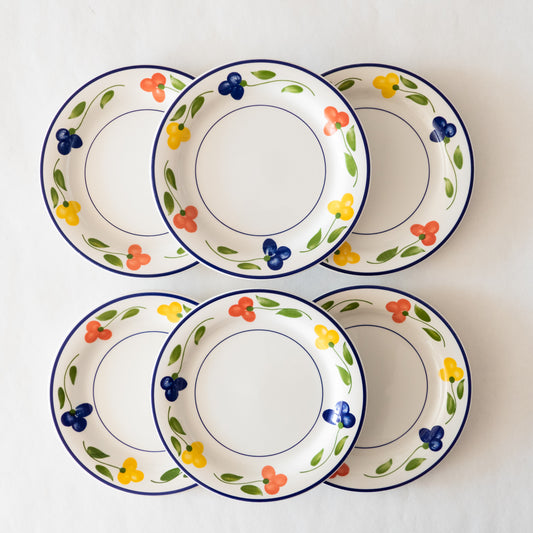 6 assiettes plates fleuries Total