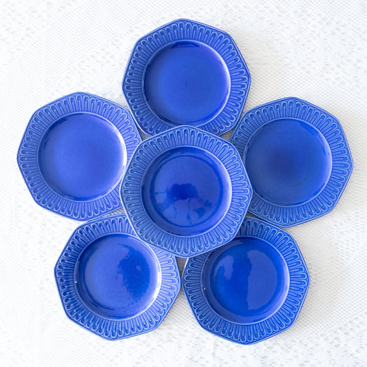 6 grandes assiettes Pontesa bleu roi