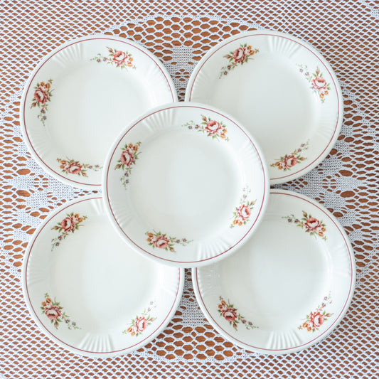 5 assiettes à dessert vintage décor fleuri