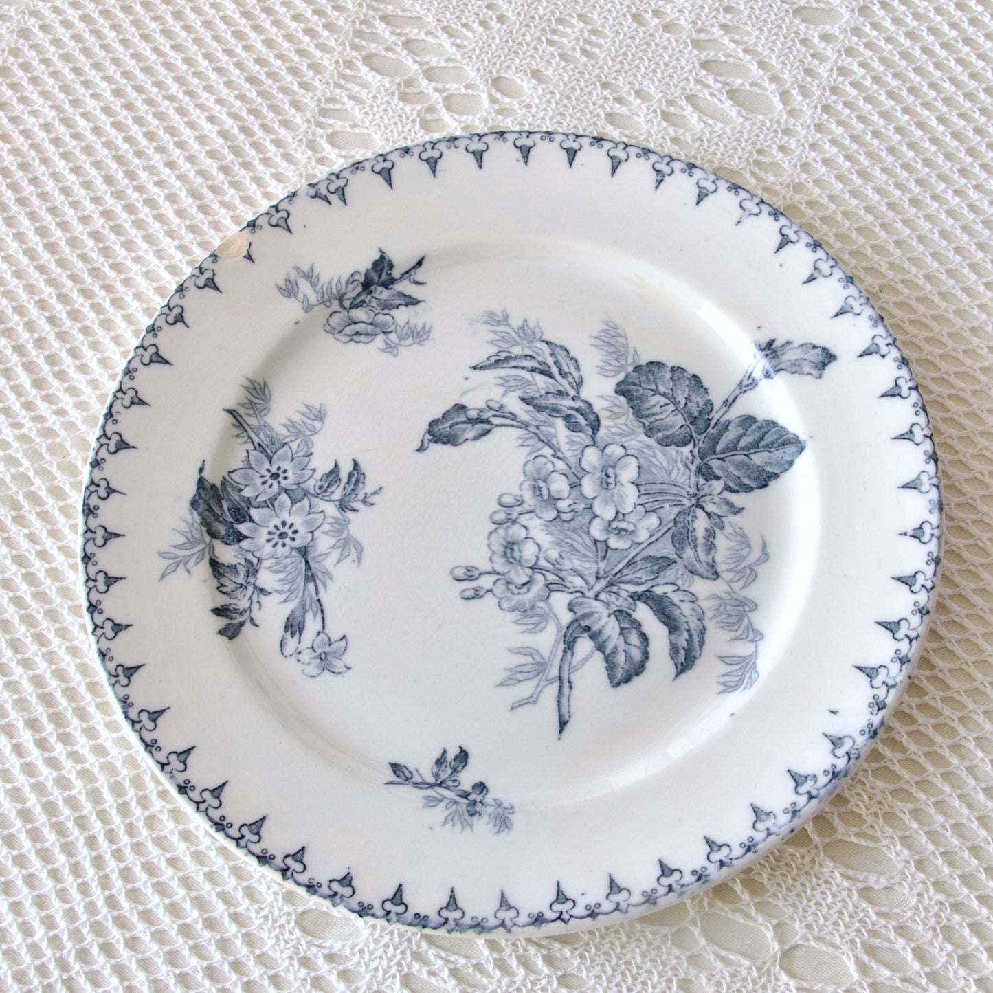 4 assiettes plates Sarreguemines "Flore" - terre de fer