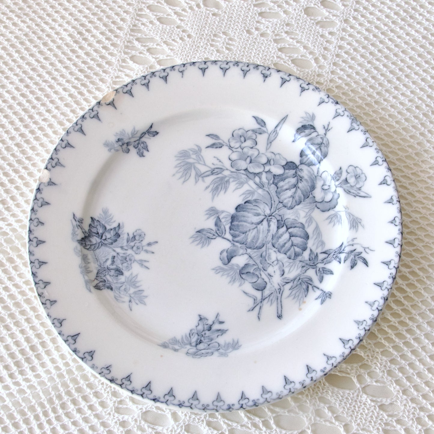 4 assiettes plates Sarreguemines "Flore" - terre de fer