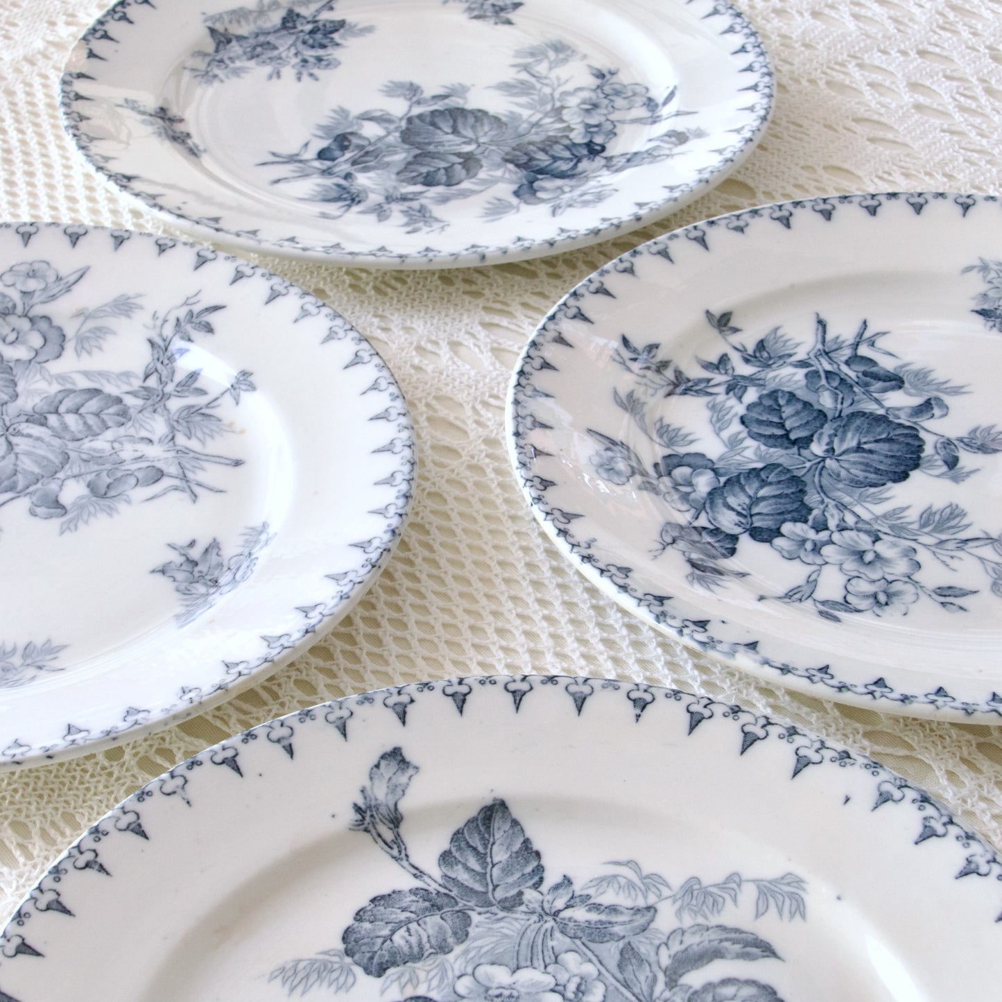 4 assiettes plates Sarreguemines "Flore" - terre de fer