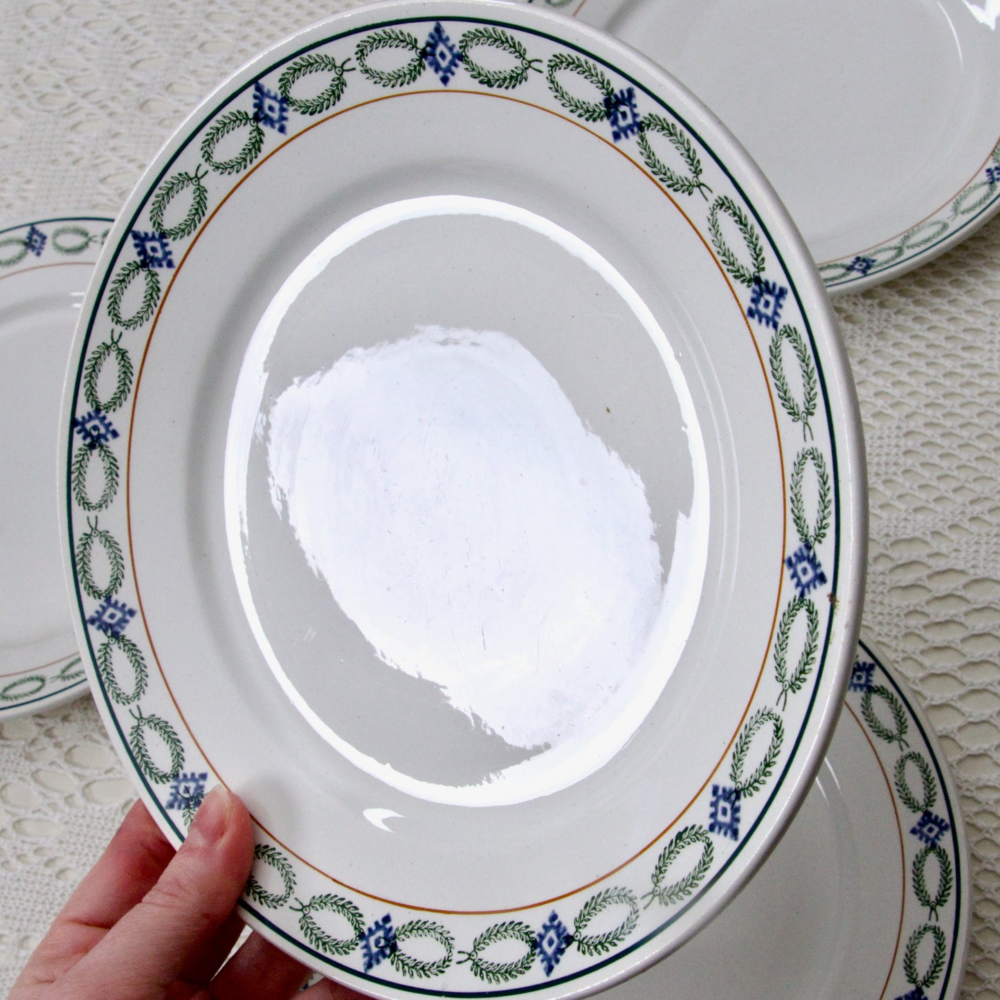 5 assiettes St Amand "5000" guirlande - terre de fer