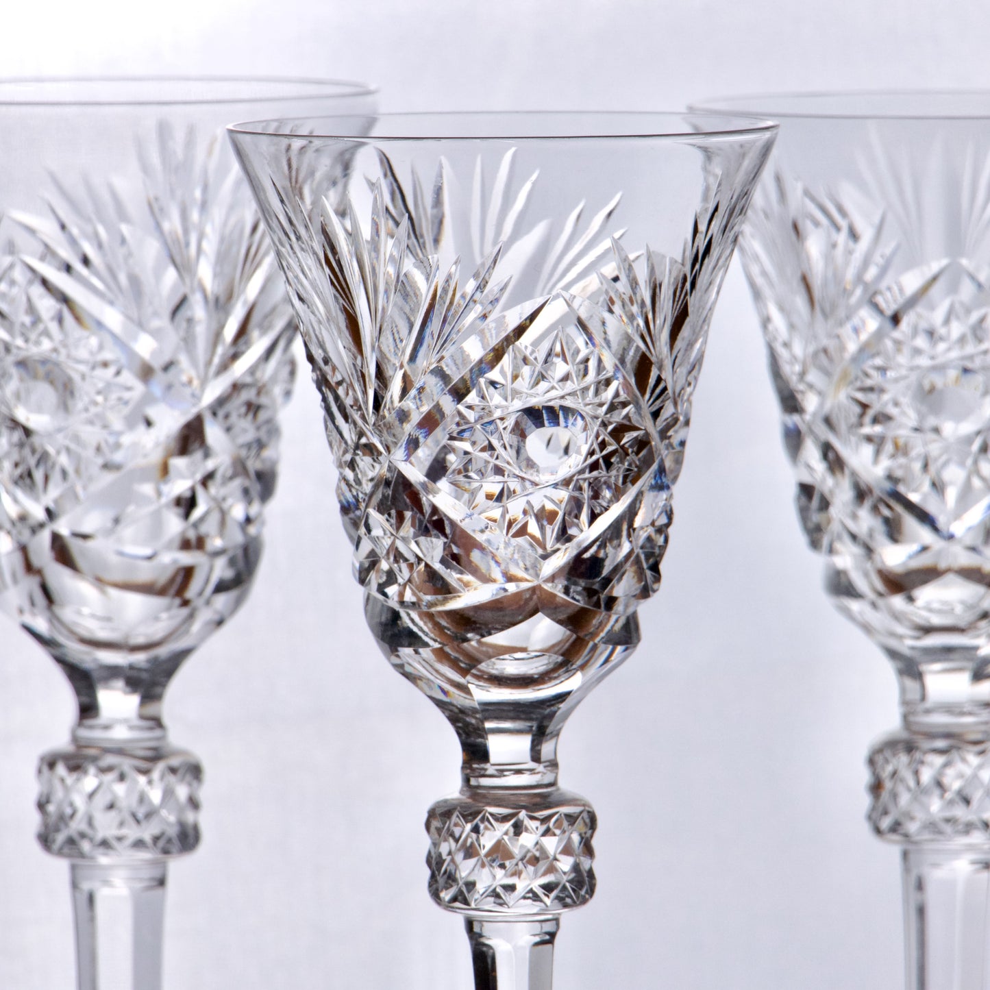 5 grands verres en cristal taillé - Cristallerie de Lorraine Lemberg