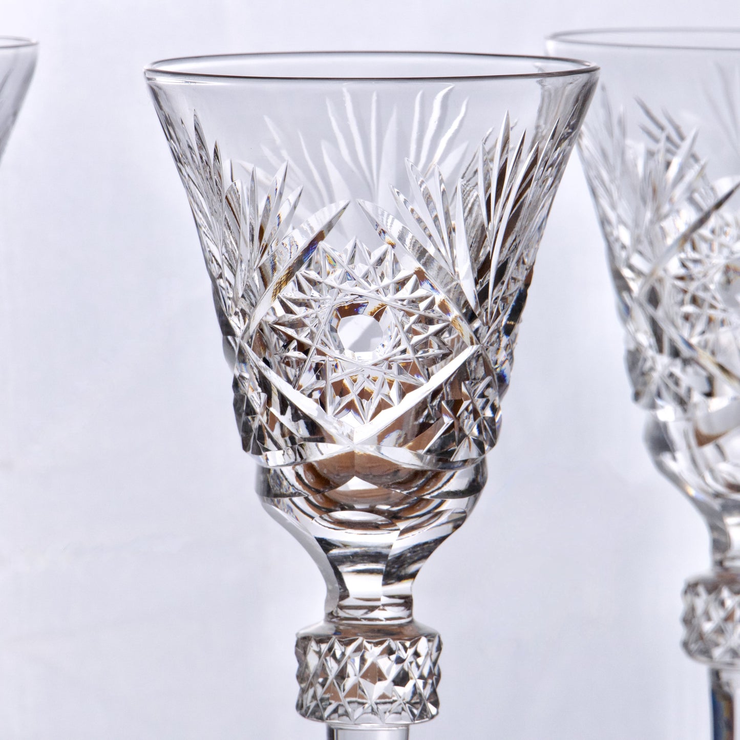 5 grands verres en cristal taillé - Cristallerie de Lorraine Lemberg