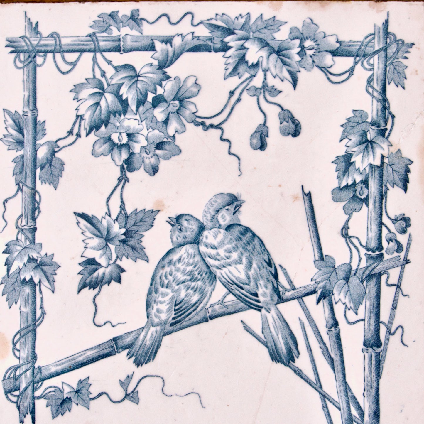 Grand dessous de plat Longwy oiseaux - terre de fer modèle bleu