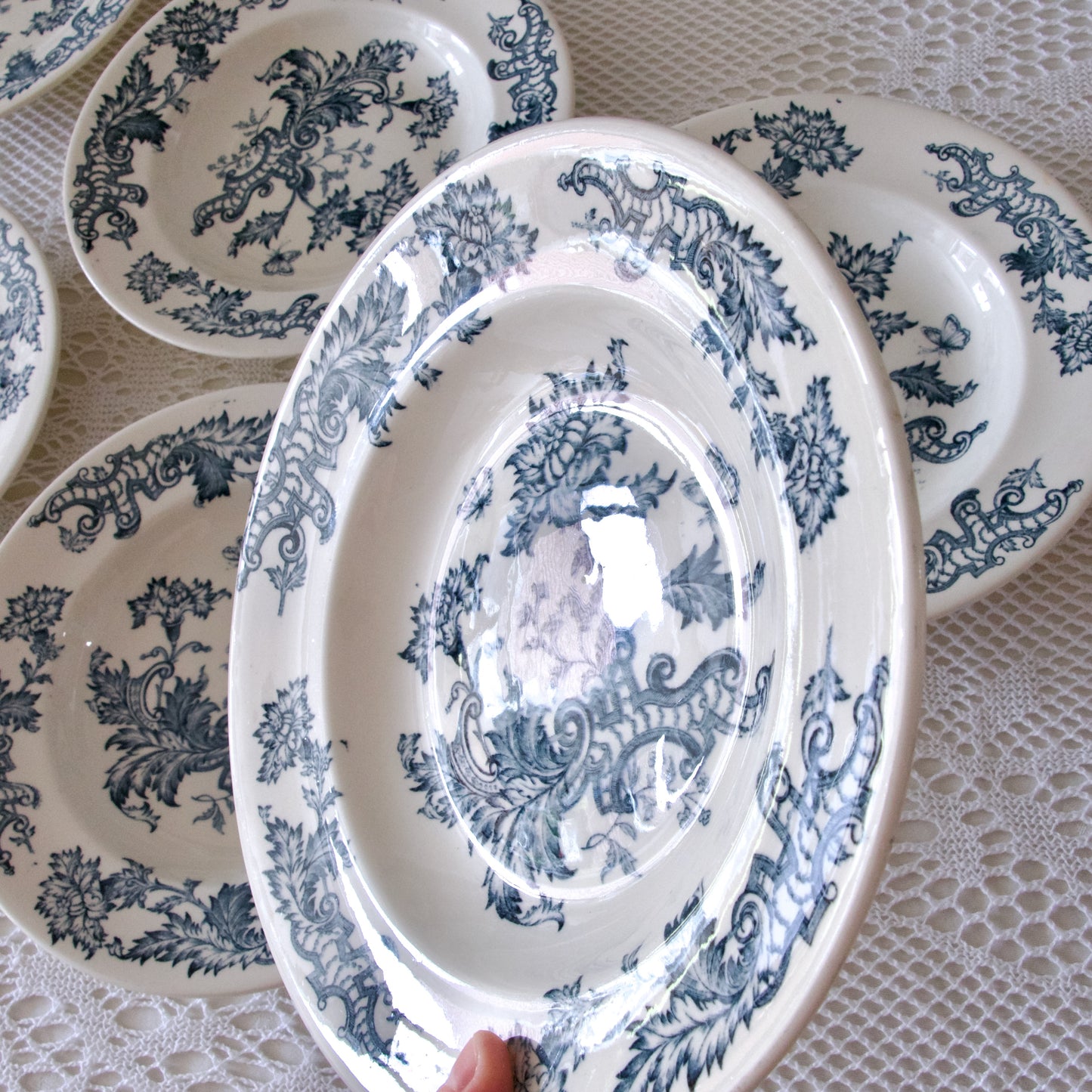 6 assiettes creuses Longwy "Fismes" - terre de fer