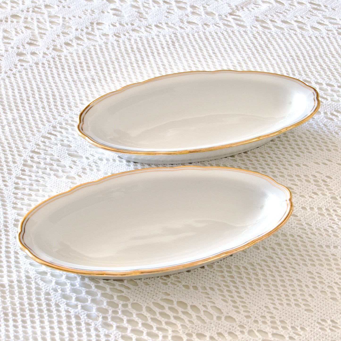 Duo de raviers en porcelaine suisse Langenthal