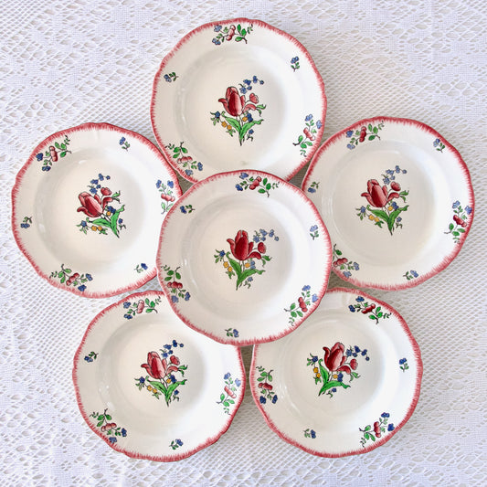 6 assiettes creuses XIXe Gien "Lorraine"