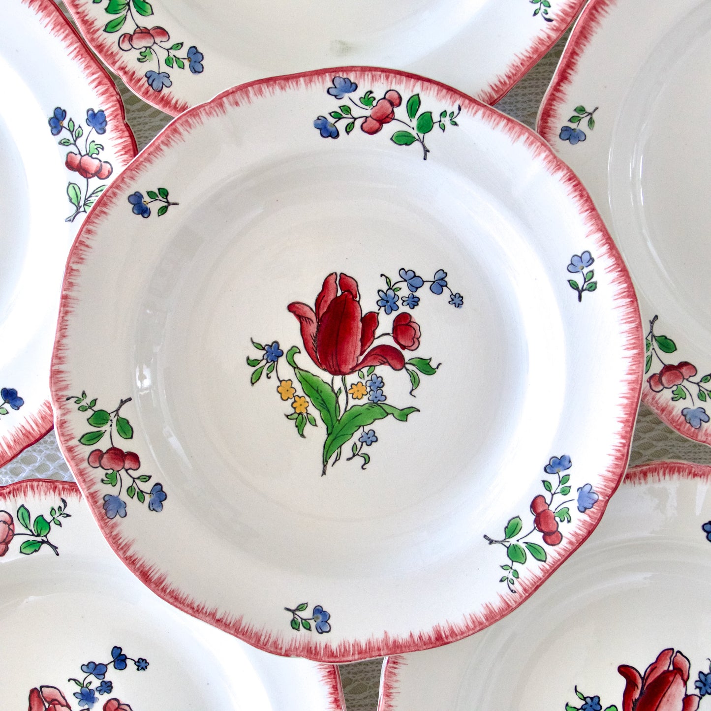 6 assiettes creuses XIXe Gien "Lorraine"