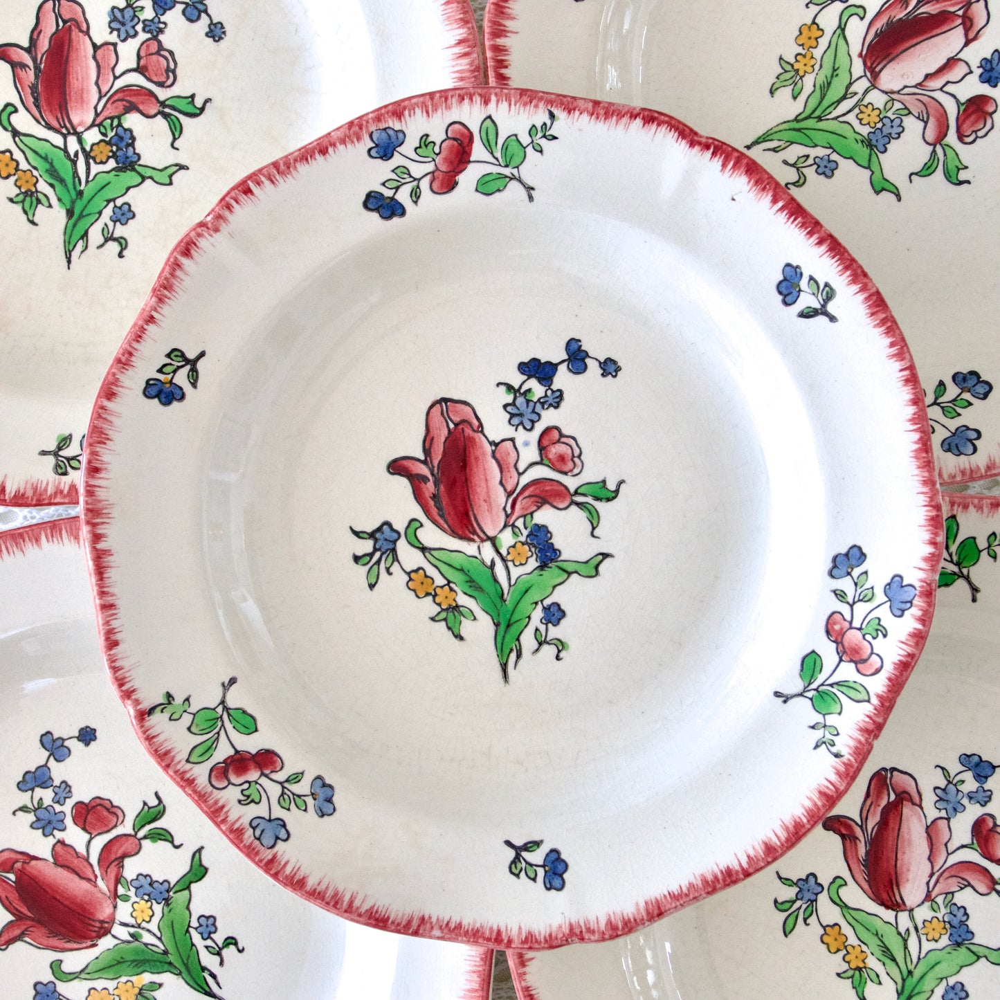 5 assiettes creuses XIXe Gien "Lorraine"