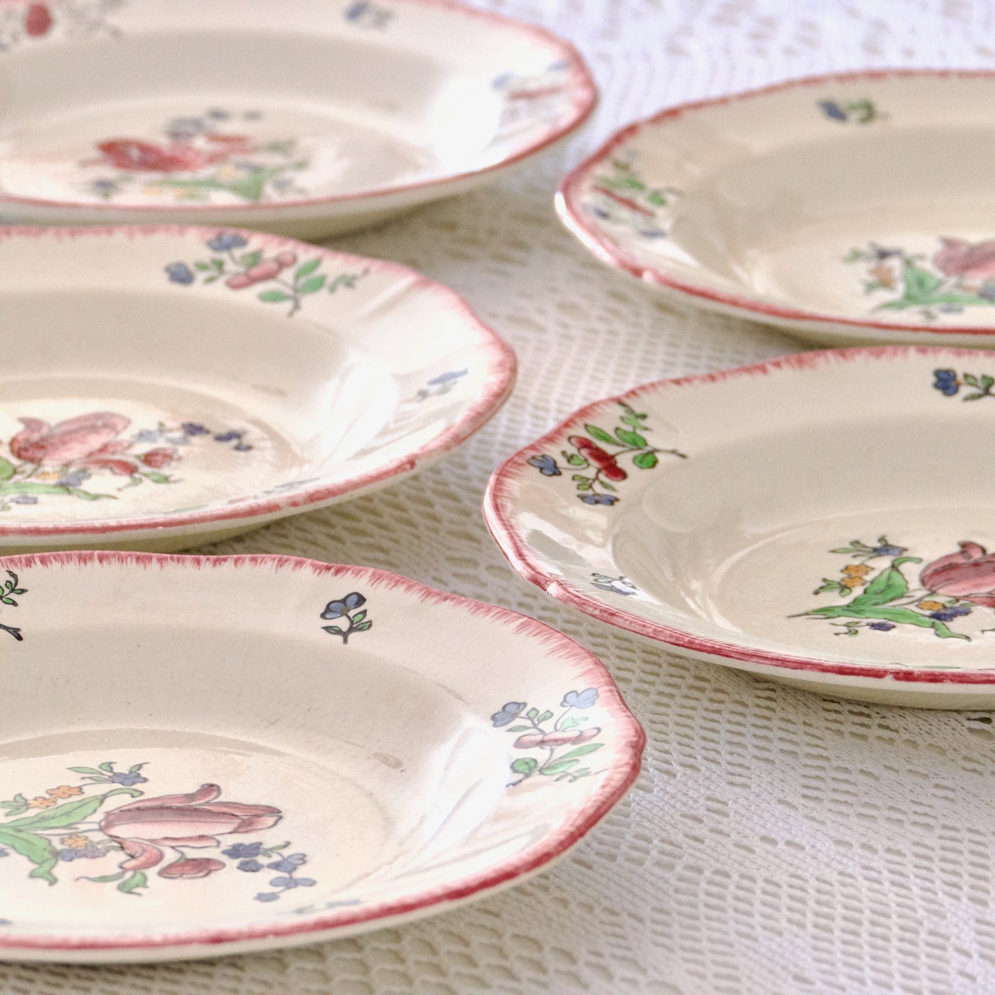 5 assiettes creuses XIXe Gien "Lorraine"