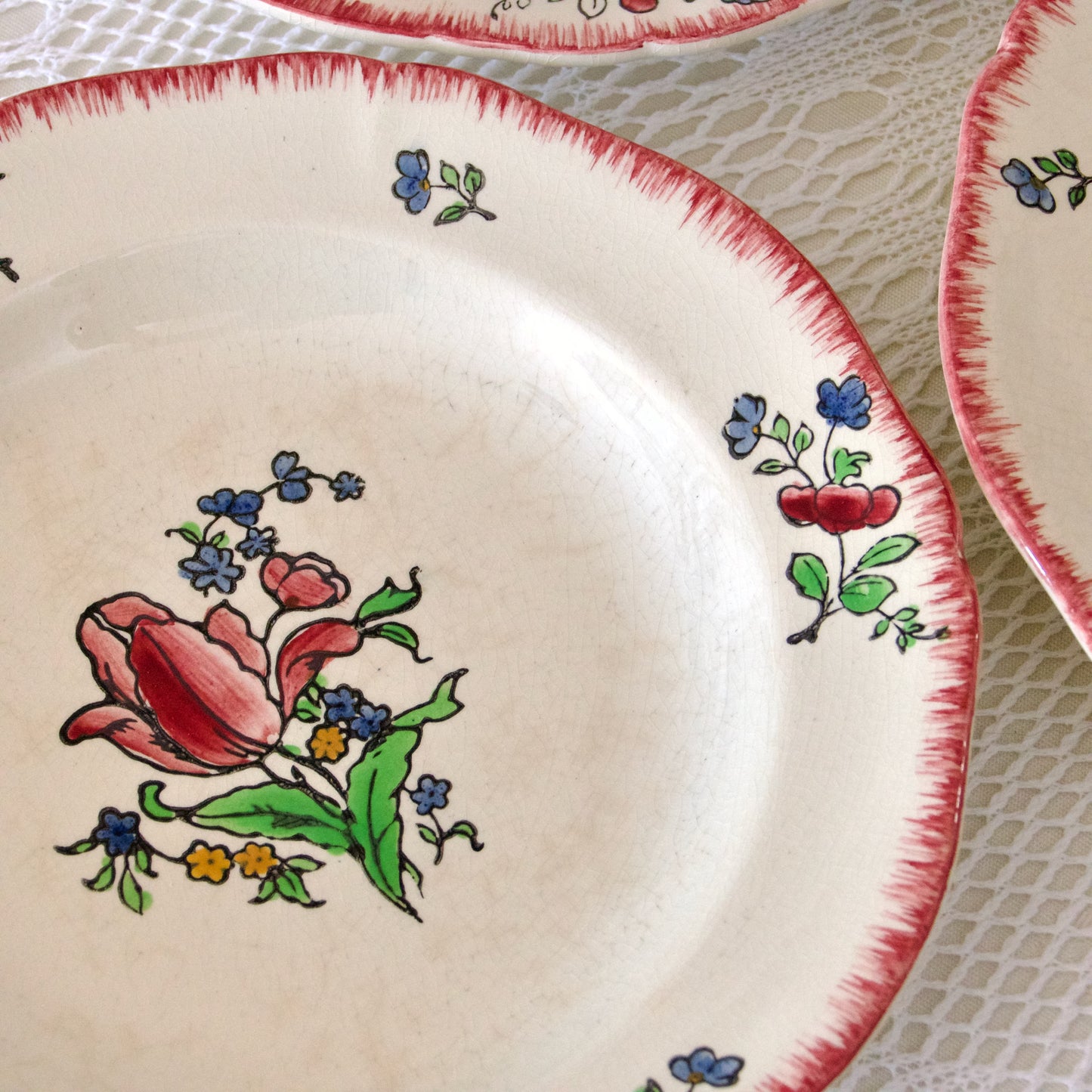 5 assiettes creuses XIXe Gien "Lorraine"