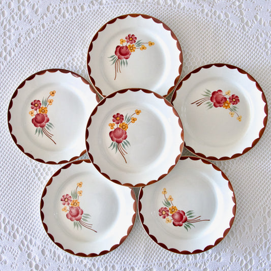 6 assiettes plates Choisy-le-Roi "Huguette"