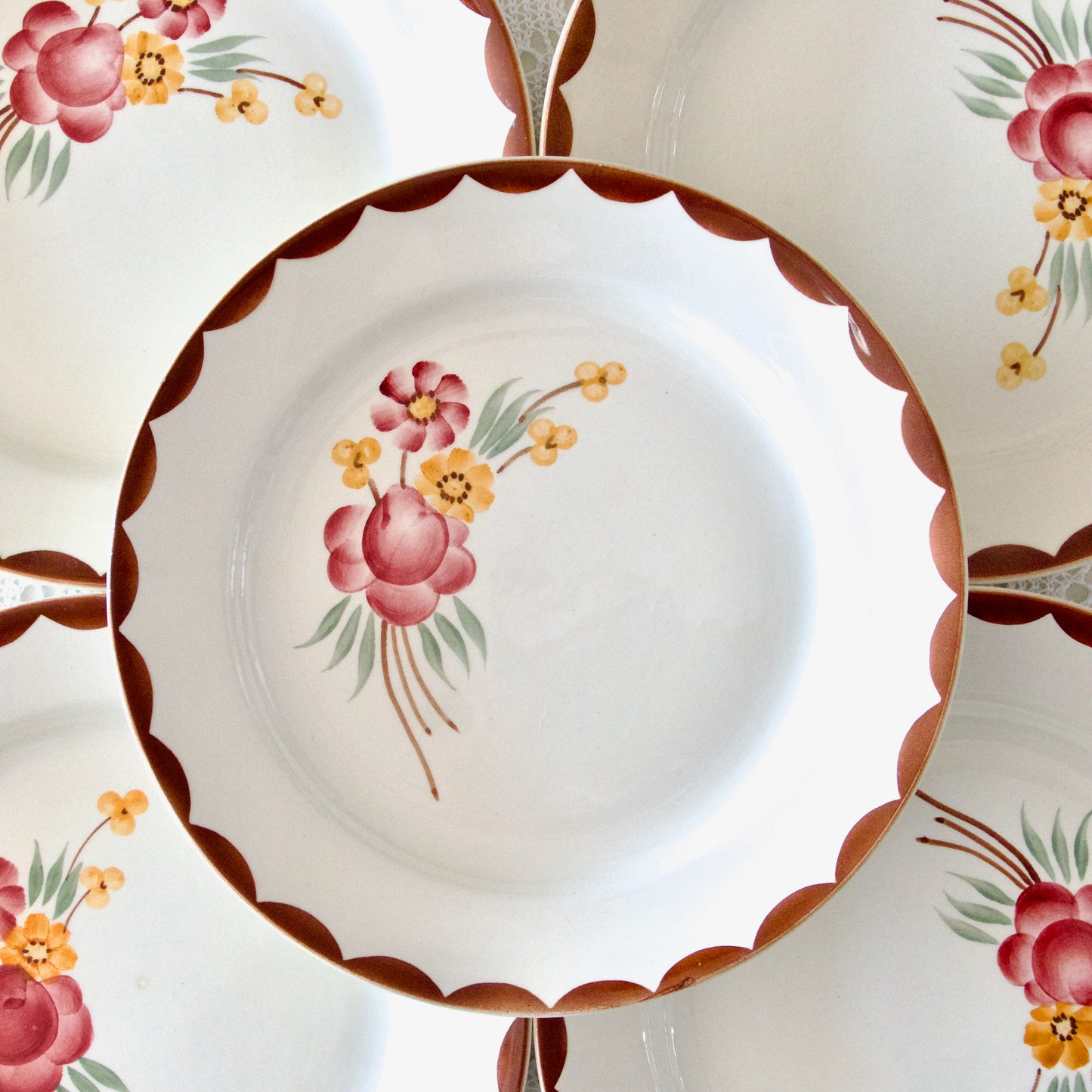 5 assiettes plates Choisy-le-Roi "Huguette"