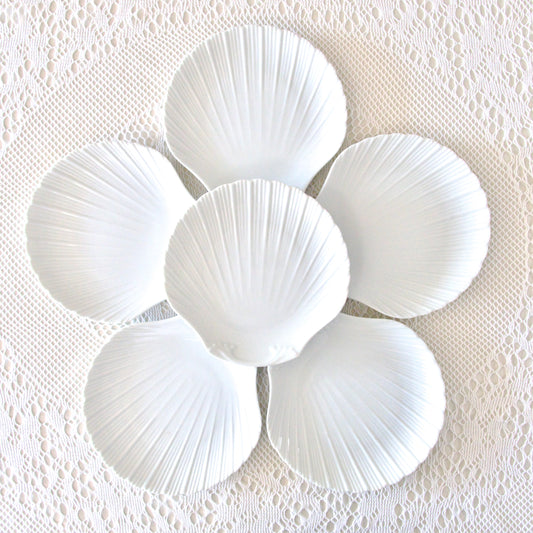 6 grandes assiettes en porcelaine coquillage