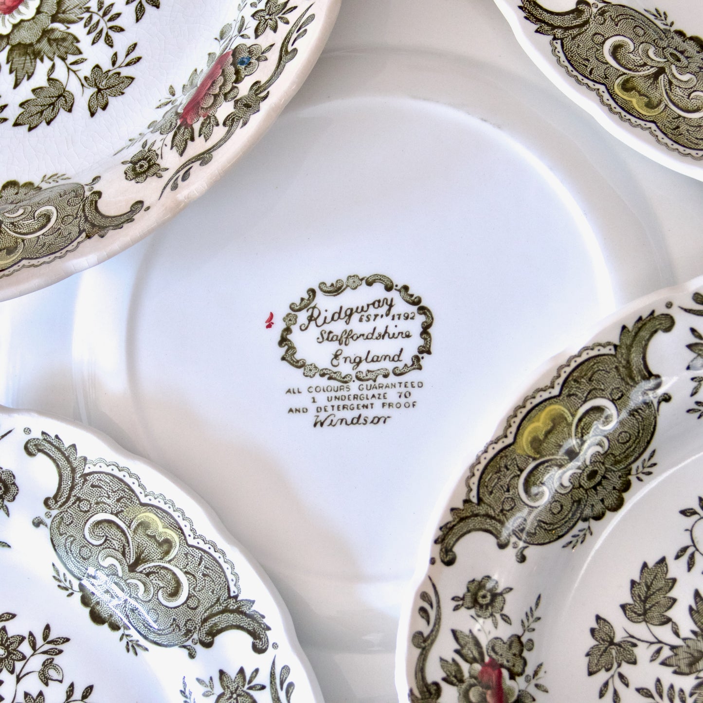 Service Ridgway Staffordshire "Windsor" assiettes + plat