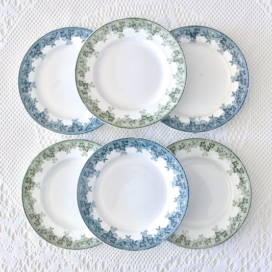 6 assiettes plates St Amand "Estival" terre de fer bicolore