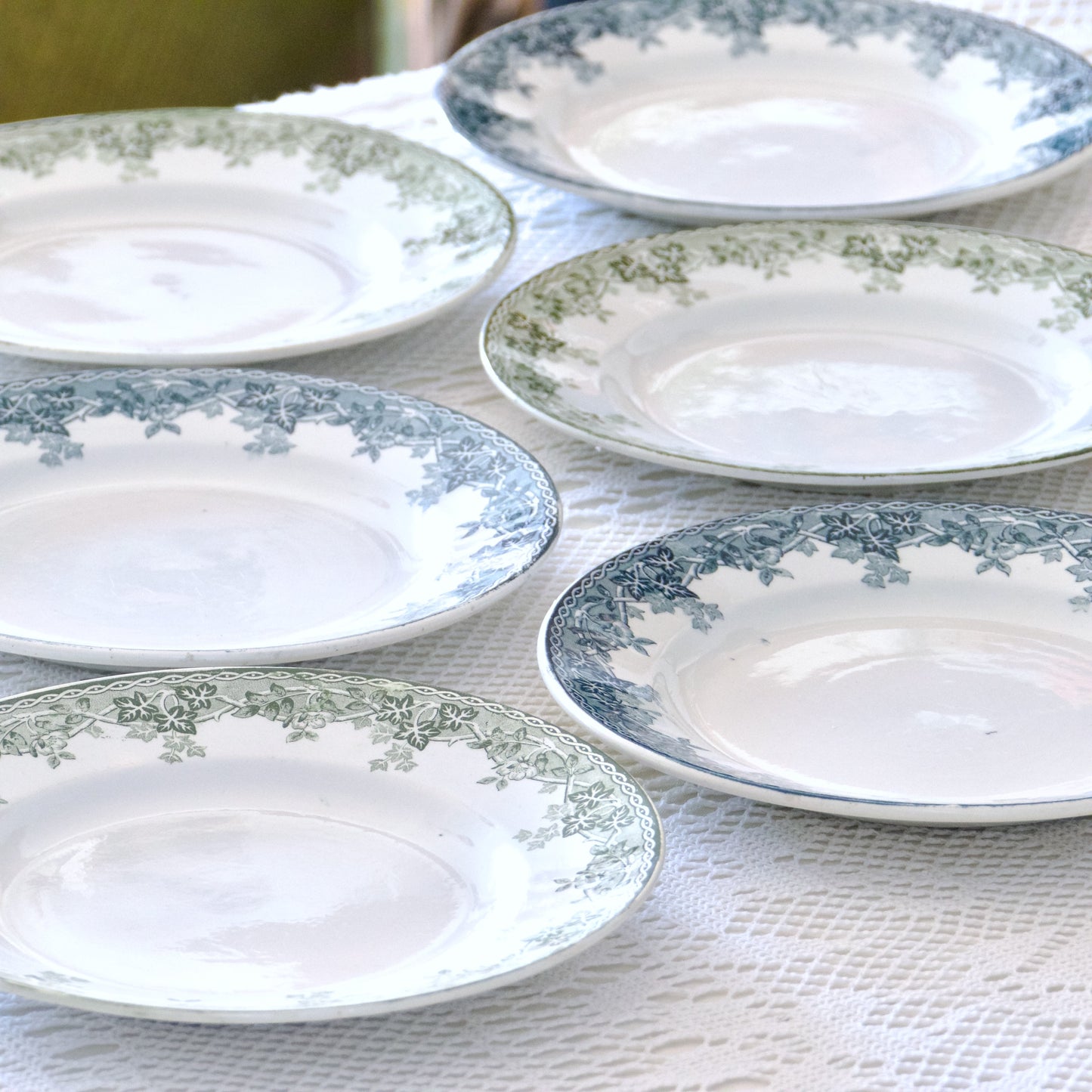 6 assiettes plates St Amand "Estival" terre de fer bicolore