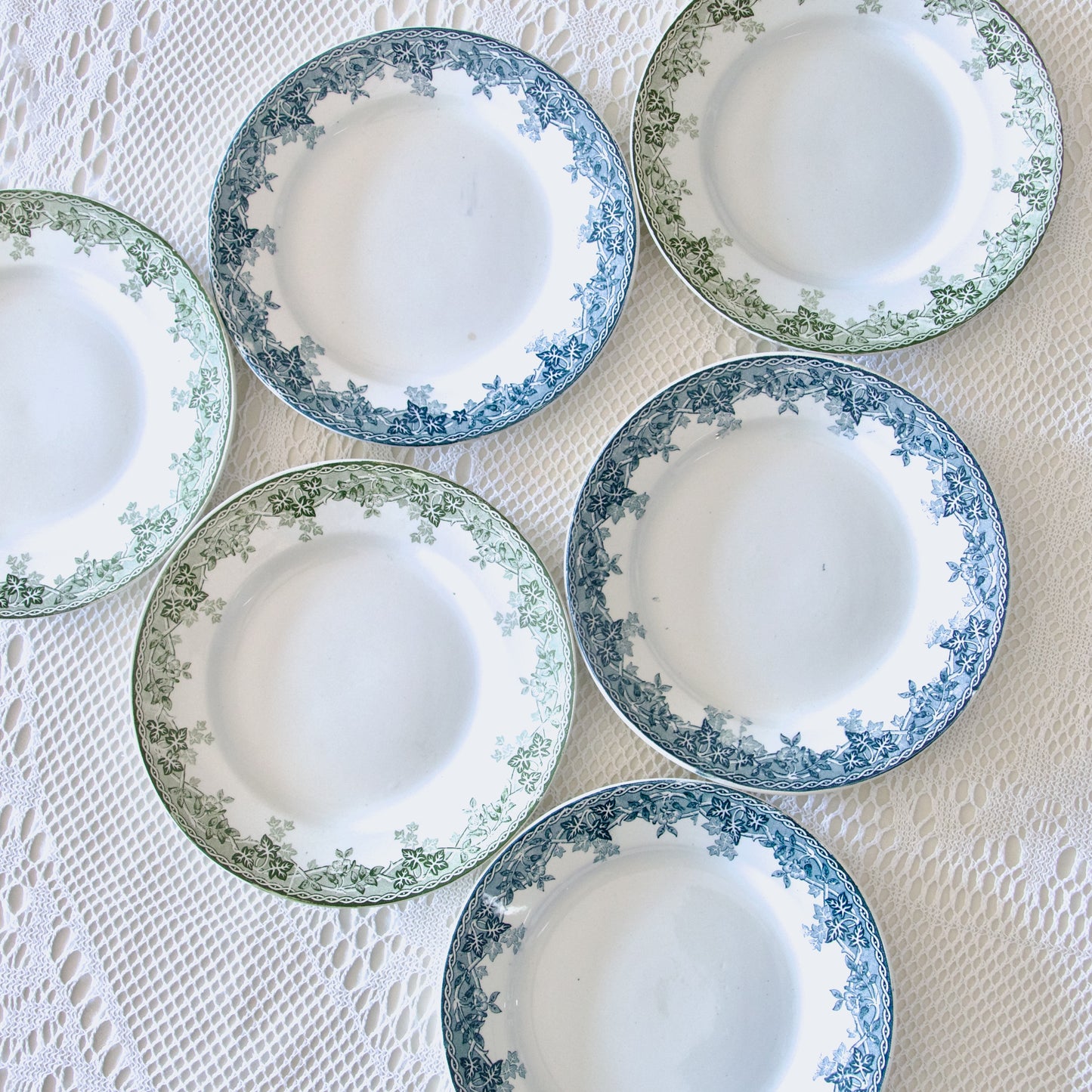 6 assiettes plates St Amand "Estival" terre de fer bicolore