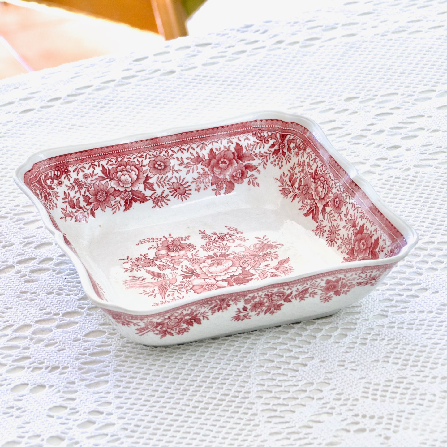 Plat creux carré Villeroy & Boch "Fasan" modèle rouge