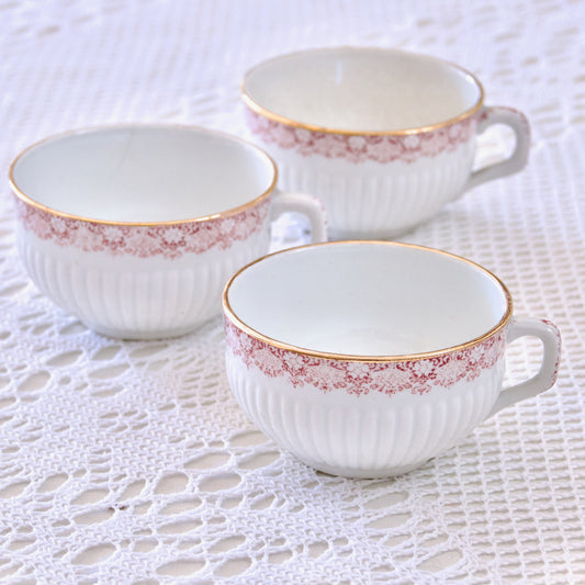 3 tasses XIXe KG Lunéville "Feston" - terre de fer rose