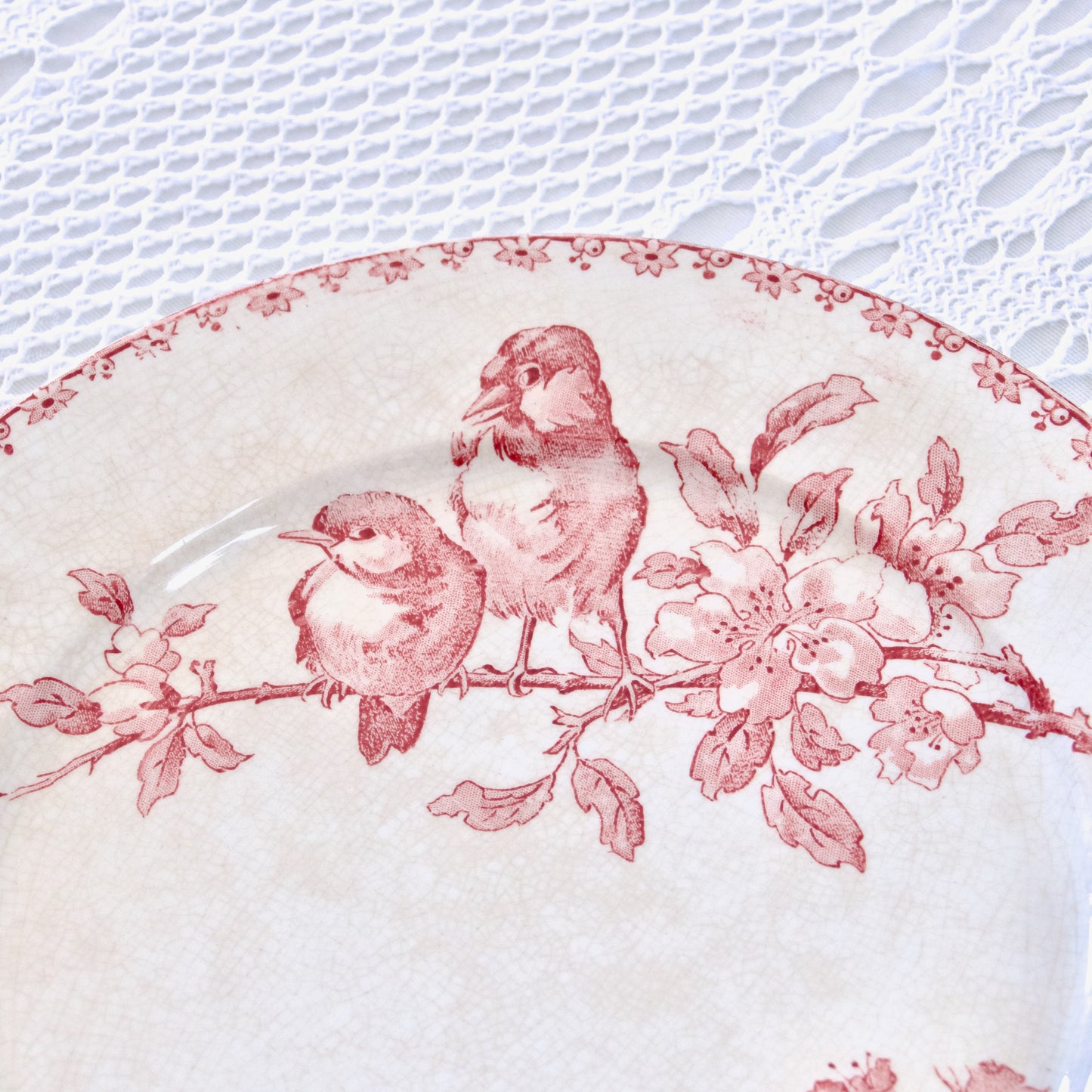 Assiette plate XIXe Sarreguemines "Favori" patinée - terre de fer rose