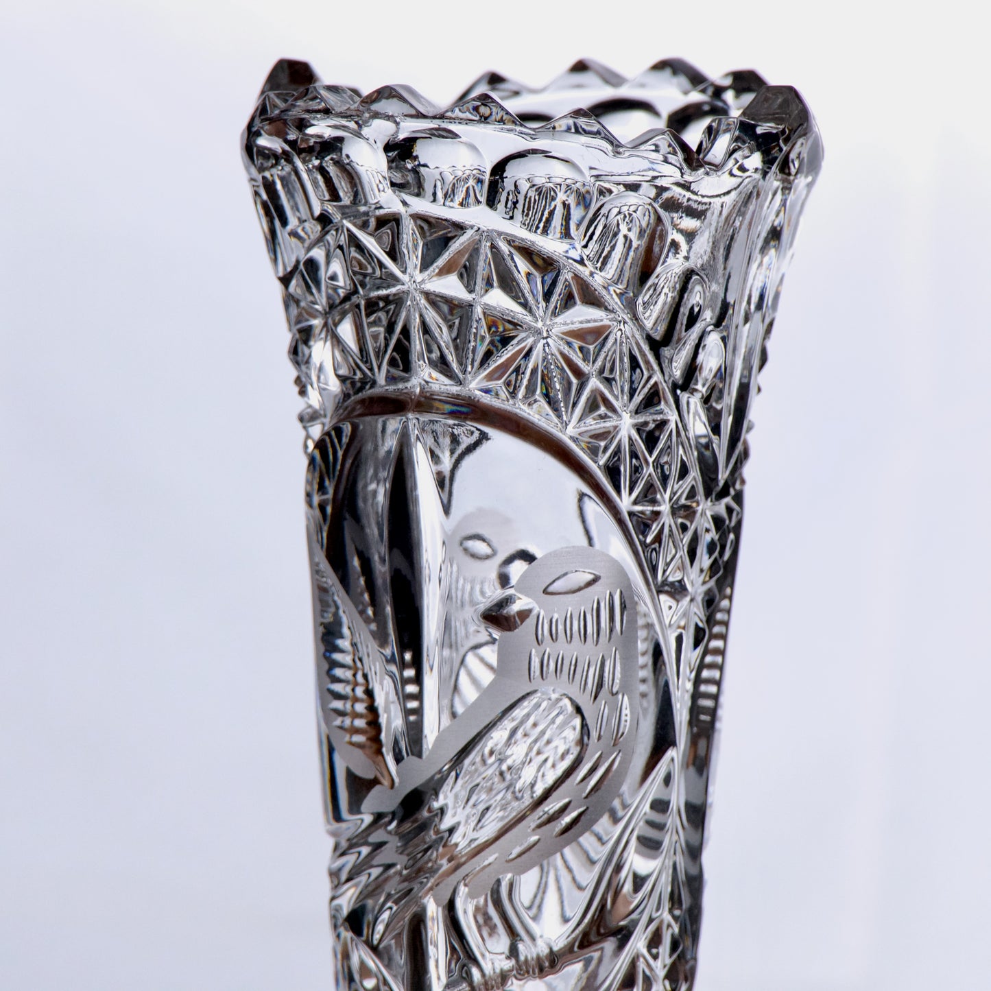 Vase en cristal Hofbauer collection "The Byrdes" aux oiseaux.