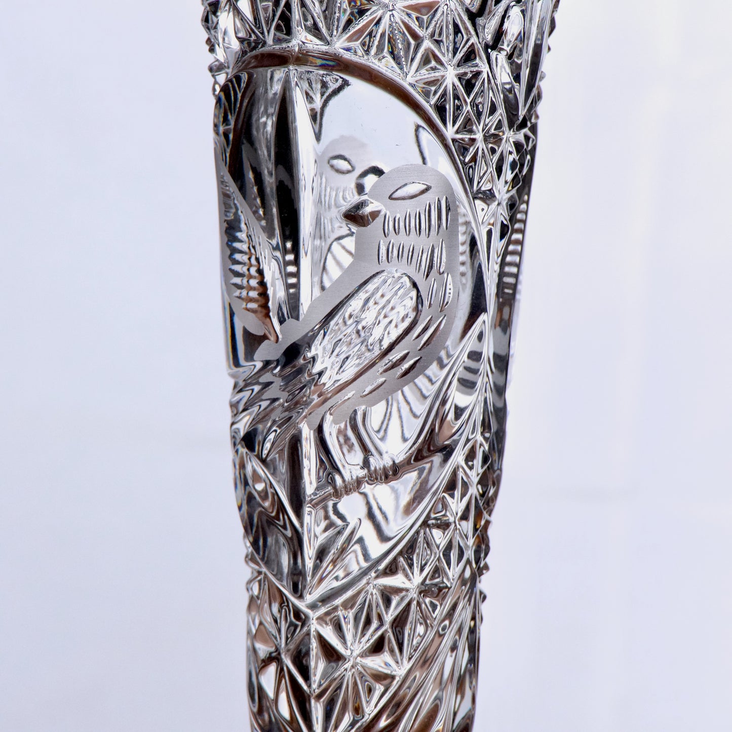 Vase en cristal Hofbauer collection "The Byrdes" aux oiseaux.