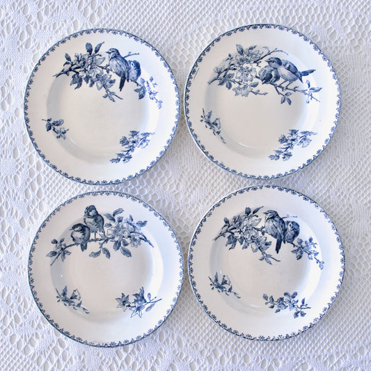 4 assiettes creuses XIXe Sarreguemines "Favori" - terre de fer