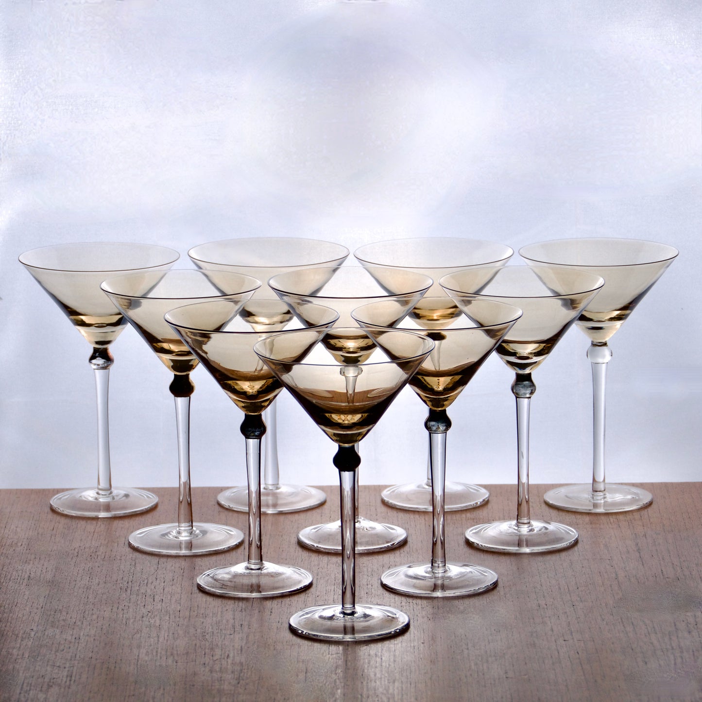 10 grands verres à cocktail ambrés - 1970