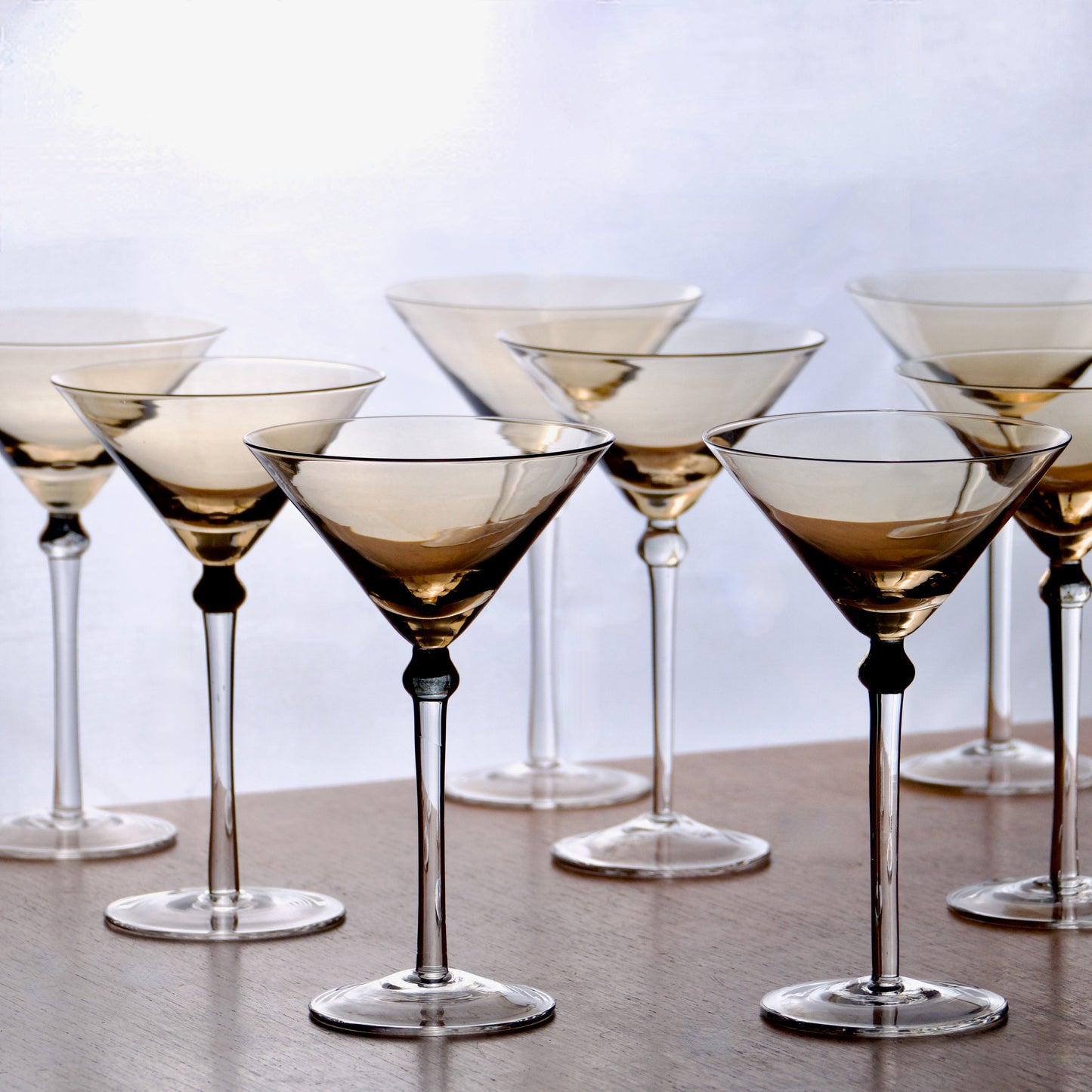 10 grands verres à cocktail ambrés - 1970