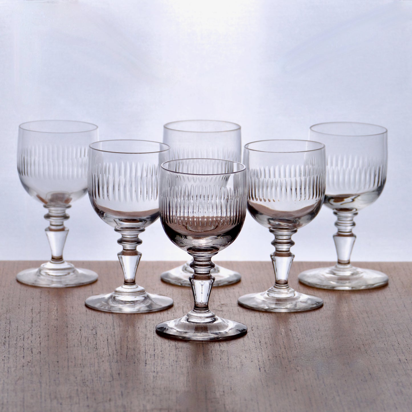 6 verres anciens XIXe soufflés bouche ciselure godrons