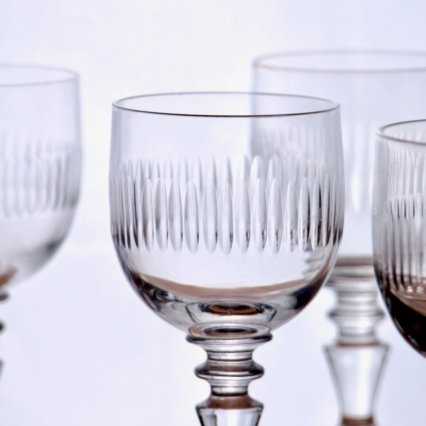 6 verres anciens XIXe soufflés bouche ciselure godrons