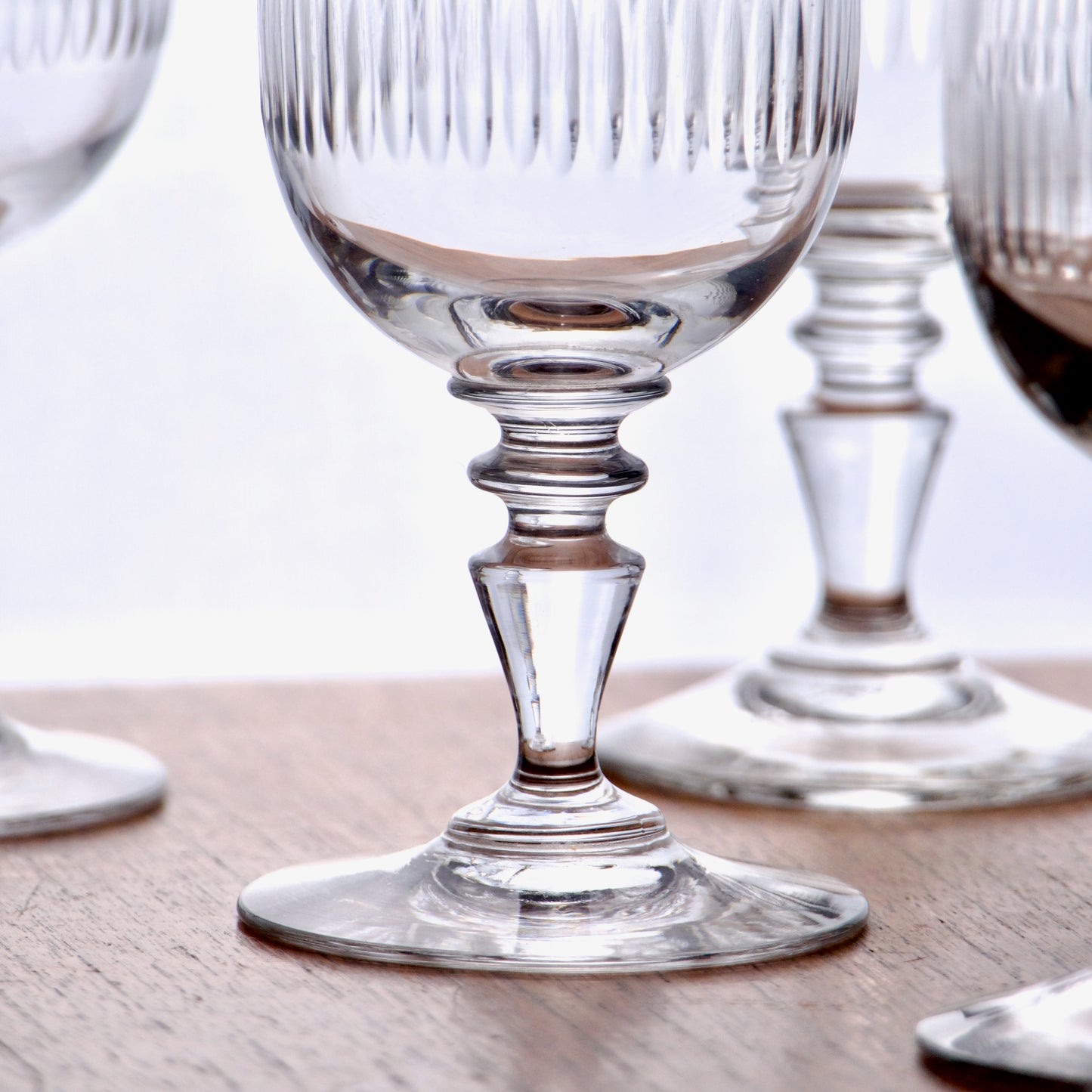 6 verres anciens XIXe soufflés bouche ciselure godrons