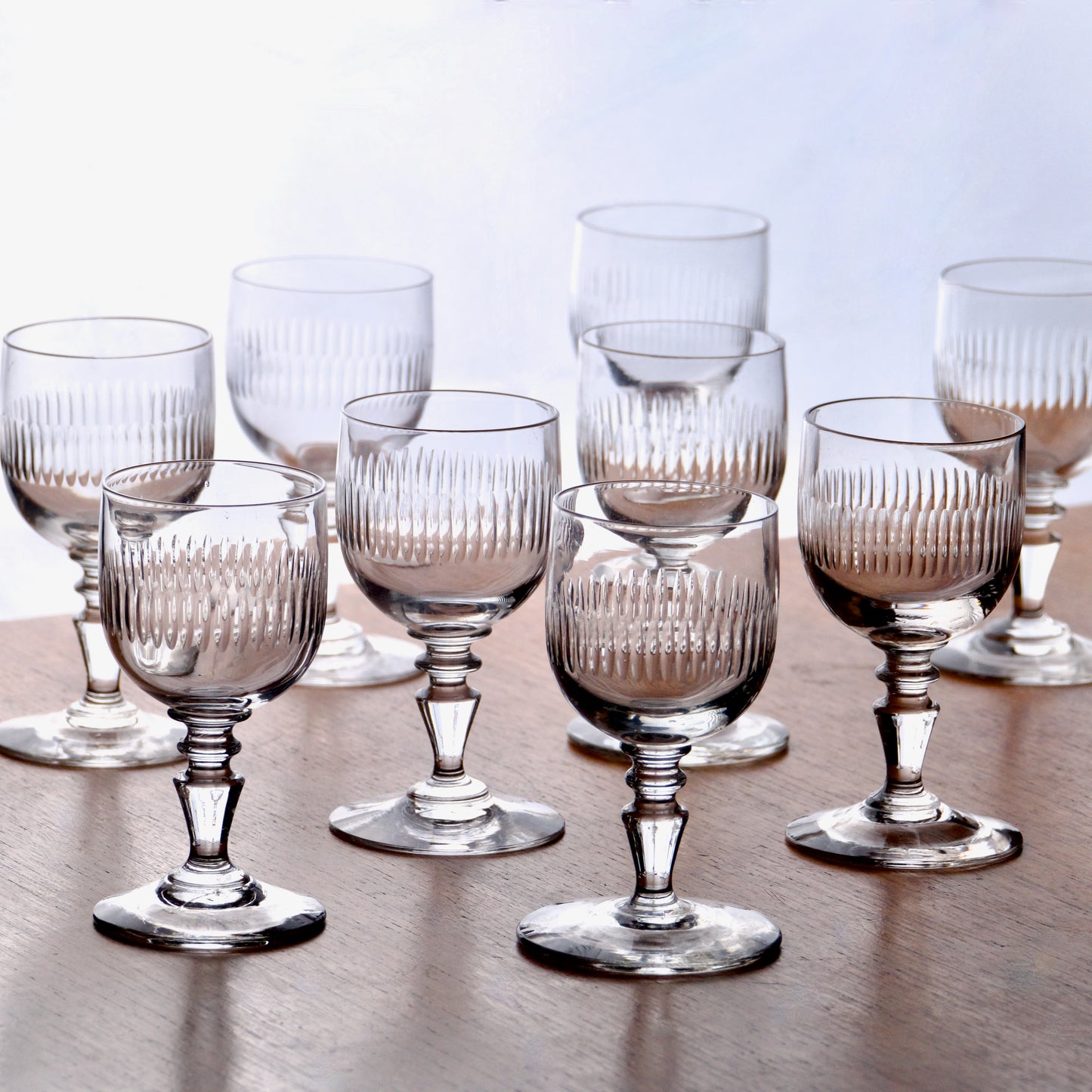 6 verres anciens XIXe soufflés bouche ciselure godrons