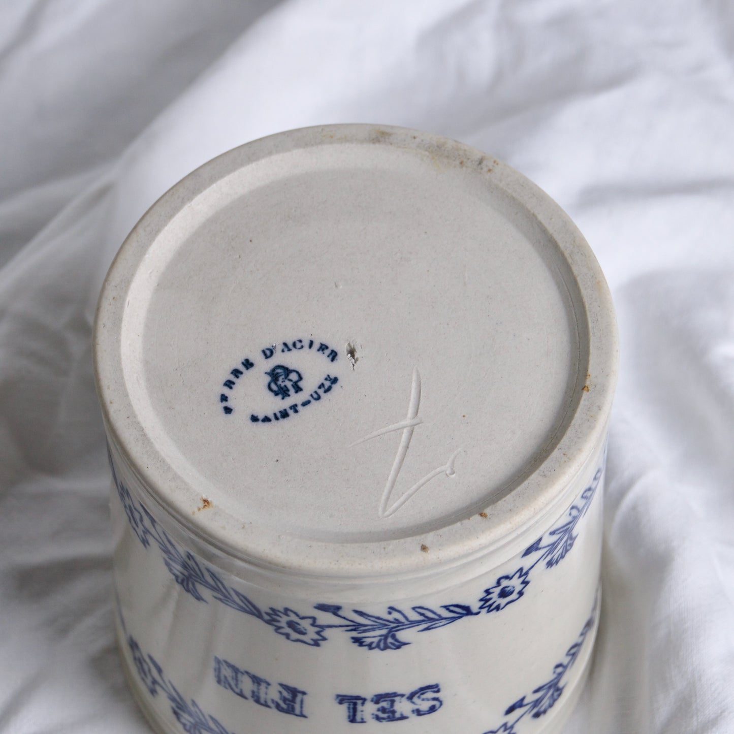 Grand pot de cuisine XIXe St Uze "Sel fin" - terre d'acier