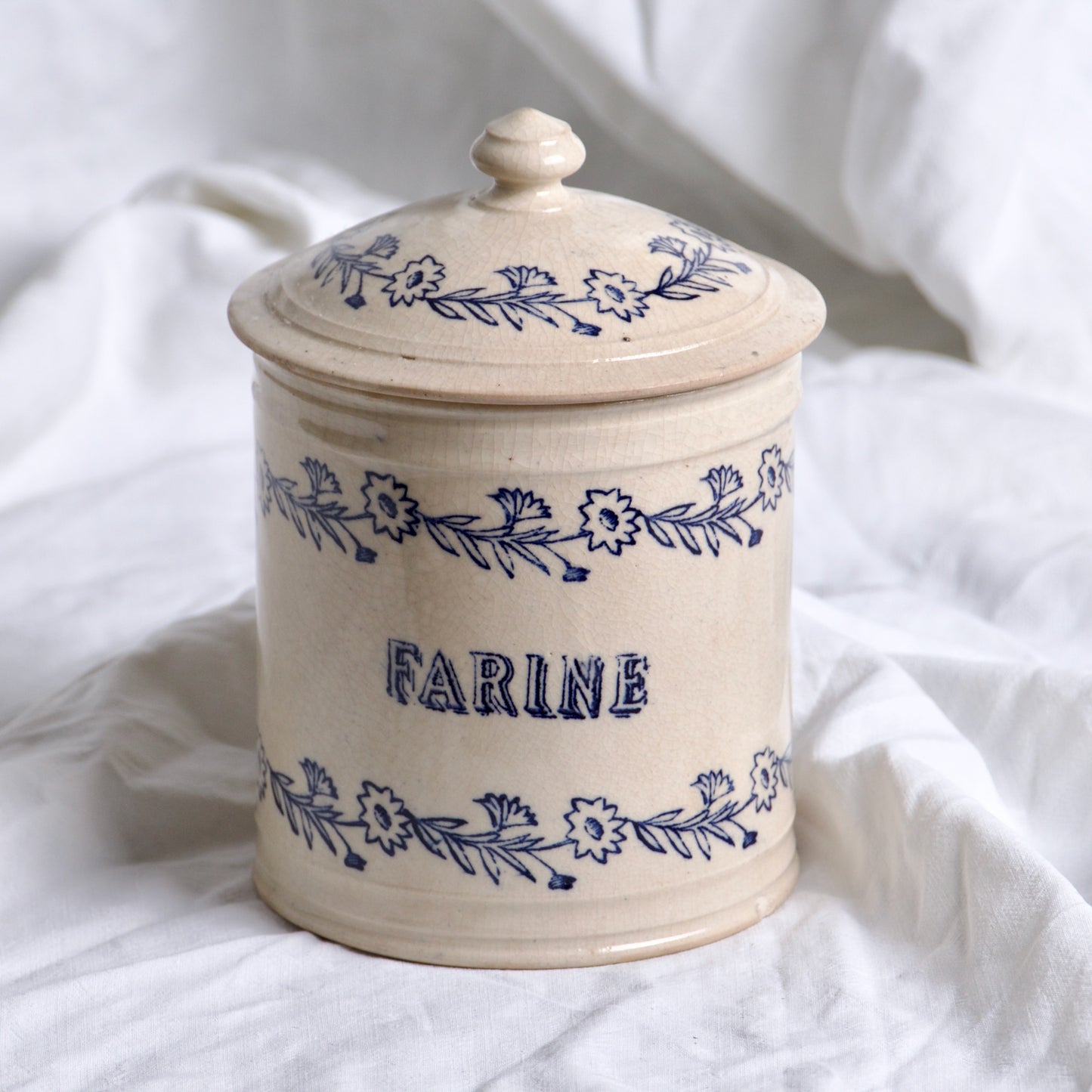 Grand pot de cuisine XIXe St Uze "Farine" - terre d'acier