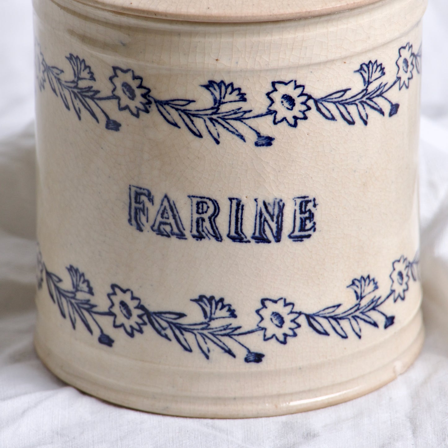 Grand pot de cuisine XIXe St Uze "Farine" - terre d'acier