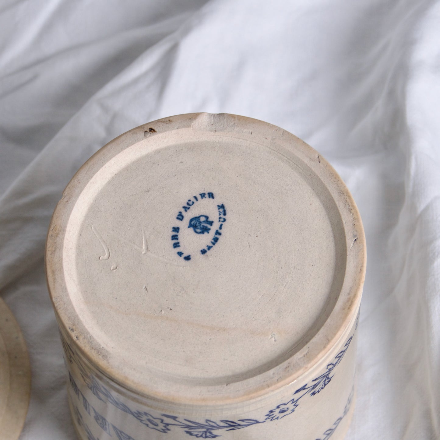 Grand pot de cuisine XIXe St Uze "Farine" - terre d'acier