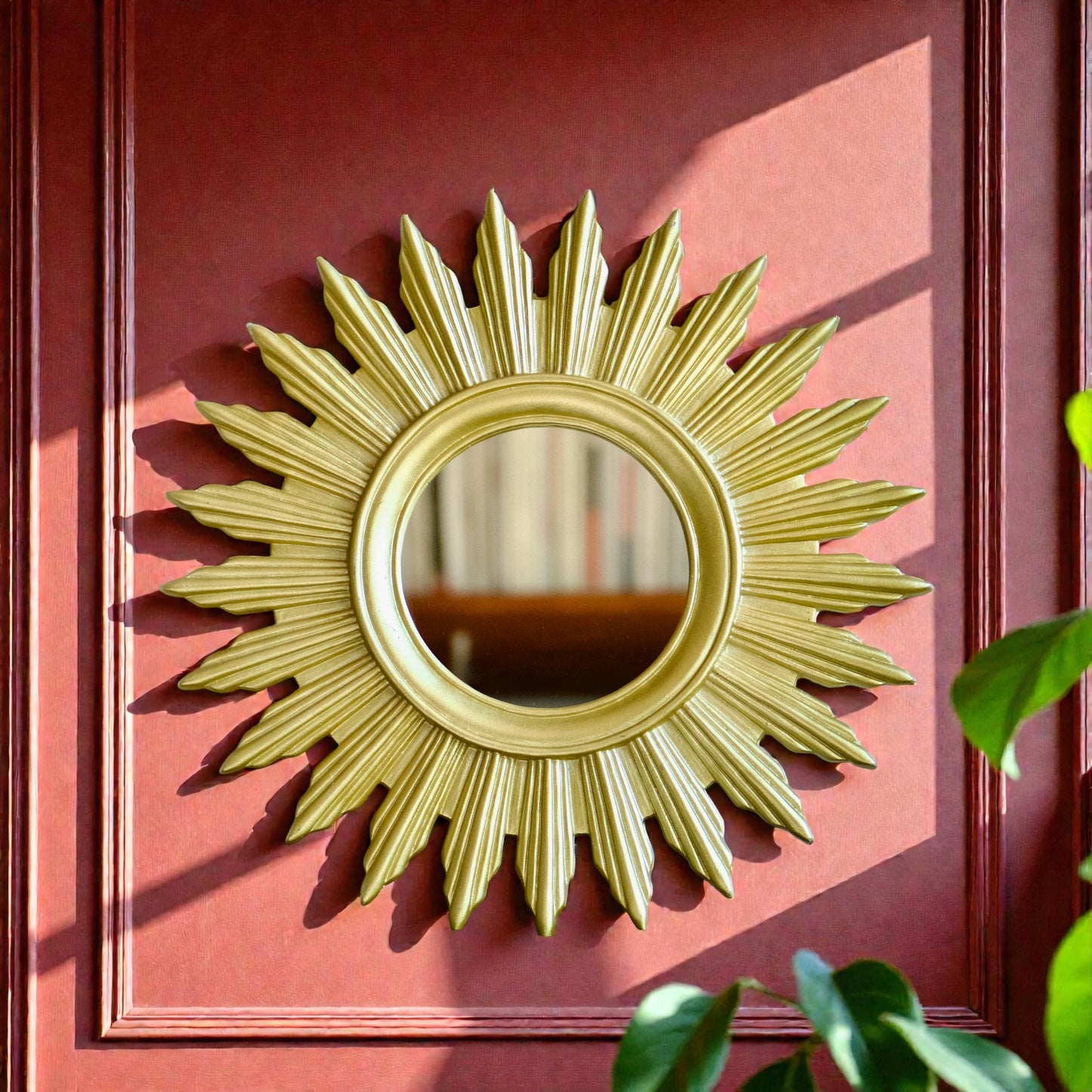 Miroir soleil vintage doré
