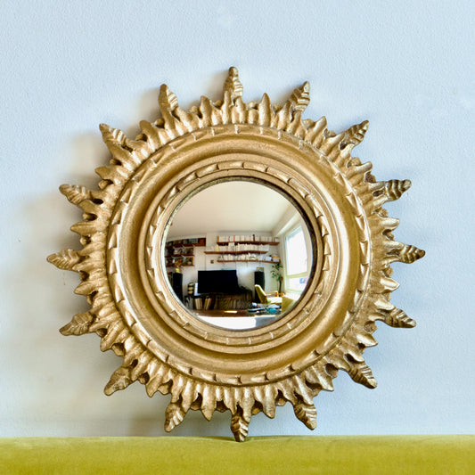 Miroir oeil de sorcière forme soleil - doré