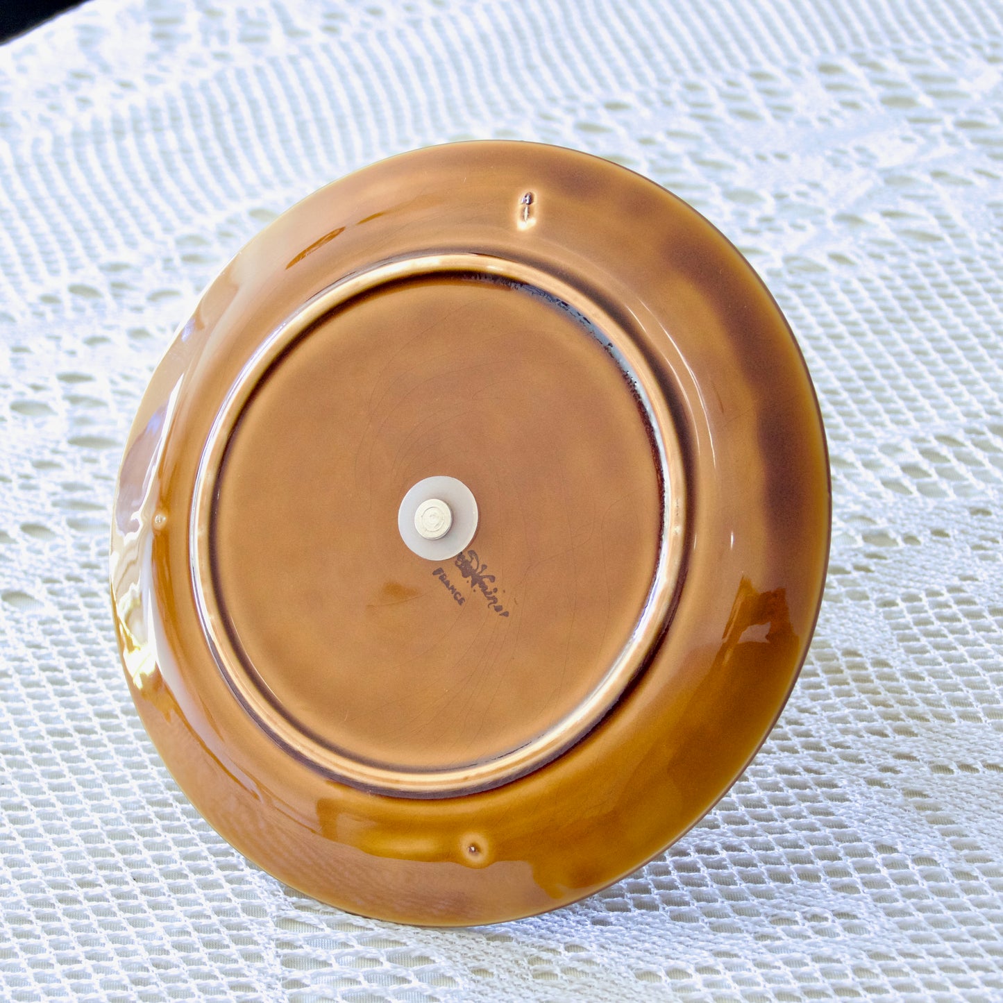 Plateau à fromage en barbotine de Sarreguemines, décor floral