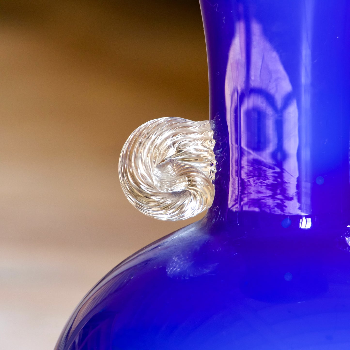 Vase en verre de Murano soufflé bouche, 1960, bleu cobalt